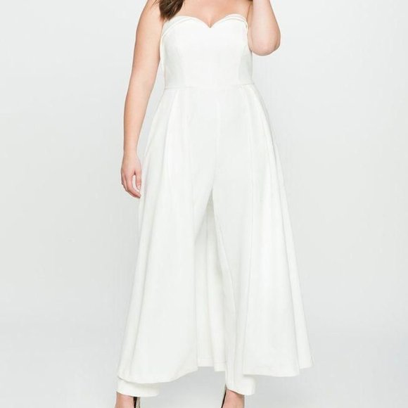 Eloquii Pants - Eloquii Sweetheart Neck Skirted Jumpsuit with Size 20W